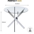 thumbnail image 2 of 36'' Round Dining Table for 2-4, Round Dining Room Table for Small Space, Silver Glass Kitchen Table for 4, X-Shape Metal Legs, 2 of 14
