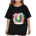 thumbnail image 3 of Jinhomg Summer T-Shirts for Toddler Novelty Funny Cartoon Character Graphic Tees Boys Girls Comfy Short Sleeve Crew Neck Tops Kids Daily Wear Black 3 Years, 3 of 5