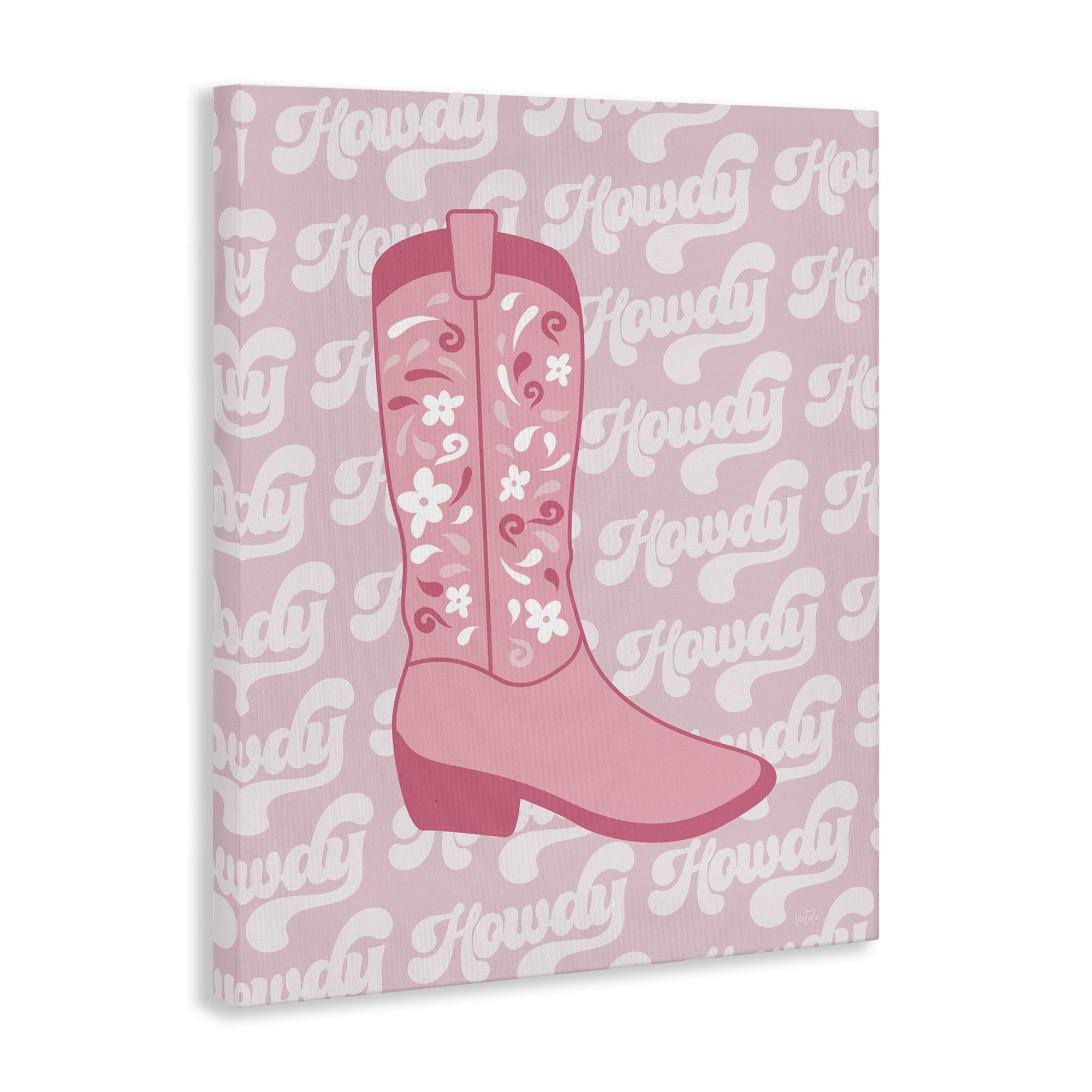 Stupell Industries Pastel Cowgirl Boot Howdy Entertainment Painting Wrapped Canvas Art Print Wall Art, 36 x 48
