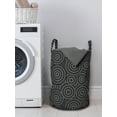thumbnail image 3 of Black and White Laundry Bag, Concentric Dotted Circles Inspired from Australian Aborginial Art, Basket with Handles Drawstring Closure for Laundromats, 13" x 19", Grey Black White, by Ambesonne, 3 of 4
