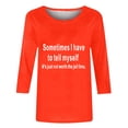thumbnail image 4 of Chemises pour Femmes Habillées Décontractées, Chemises à Manches 3/4 pour Femmes, Tuniques à Manches Courtes Grande Taille pour Femmes, T-shirt à Manches 3/4 à Col Rond Imprimé Lettres Mode Décontractée pour Femmes, 4 of 5