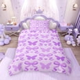 thumbnail image 2 of Erosebridal Cute Purple Twin Bedding for Girls, Butterfly Bow-Tie Duvet Cover Set, Colorful Stars Reversible, 1 Duvet Cover and 1 Pillowcase (No Comforter), 2 of 5