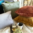 thumbnail image 2 of Gold Decorative Throw Pillow Covers 18"x18" | Modern Velvet Cushion Cover Striped | Ribbed Corduroy Velvet Pillowcases for Couch, Sofa Bedroom & Living Room, Modern Home Décor - Gold Lines, 2 of 12