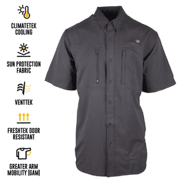 Ariat Men's Black Venttek Climate Tek Cooling UPF 40 S/S Woven Shirt (S02)  