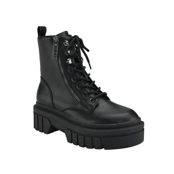 Guess Womens Ferina Padded Insole Faux Leather Combat & Lace-up Boots