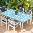 thumbnail image 2 of Tropical Plants Table Cloths for 3 Foot Rectangle Tables, Summer Modern Abstract Camels Sky Blue Patio Waterproof Elastic Fitted Tablecloths, Washable Rectangular Table Cover for Camping, 2 of 8