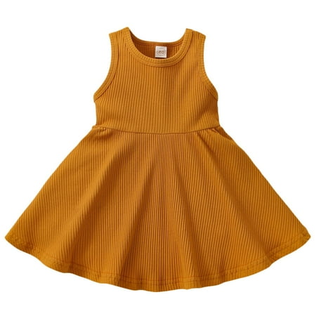 

Toddler Girls Dress Strip Solid Color Princess Baby Cute Cartoon Soft Spring Summer Casual Gifts To Child Kids Clothes