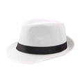 thumbnail image 1 of Fedora Hat Wide Brim Sun Protection Solid Color Panama Cap Boater Summer Beach Sunhat for Vacation, 1 of 7