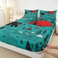 thumbnail image 4 of Erosebridal Kids Animal Bear Red Tent RV Car Queen Sheet Sets 4 Pieces,Happy Adventure Bed Set For Teens Boys Girls, 4 of 5