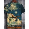 thumbnail image 3 of Men's casual airplane pattern T-shirt, suitable for outdoor activities. Made of soft blue and white fabric, it is light and comfortable, perfect for travel and daily wear., 3 of 6