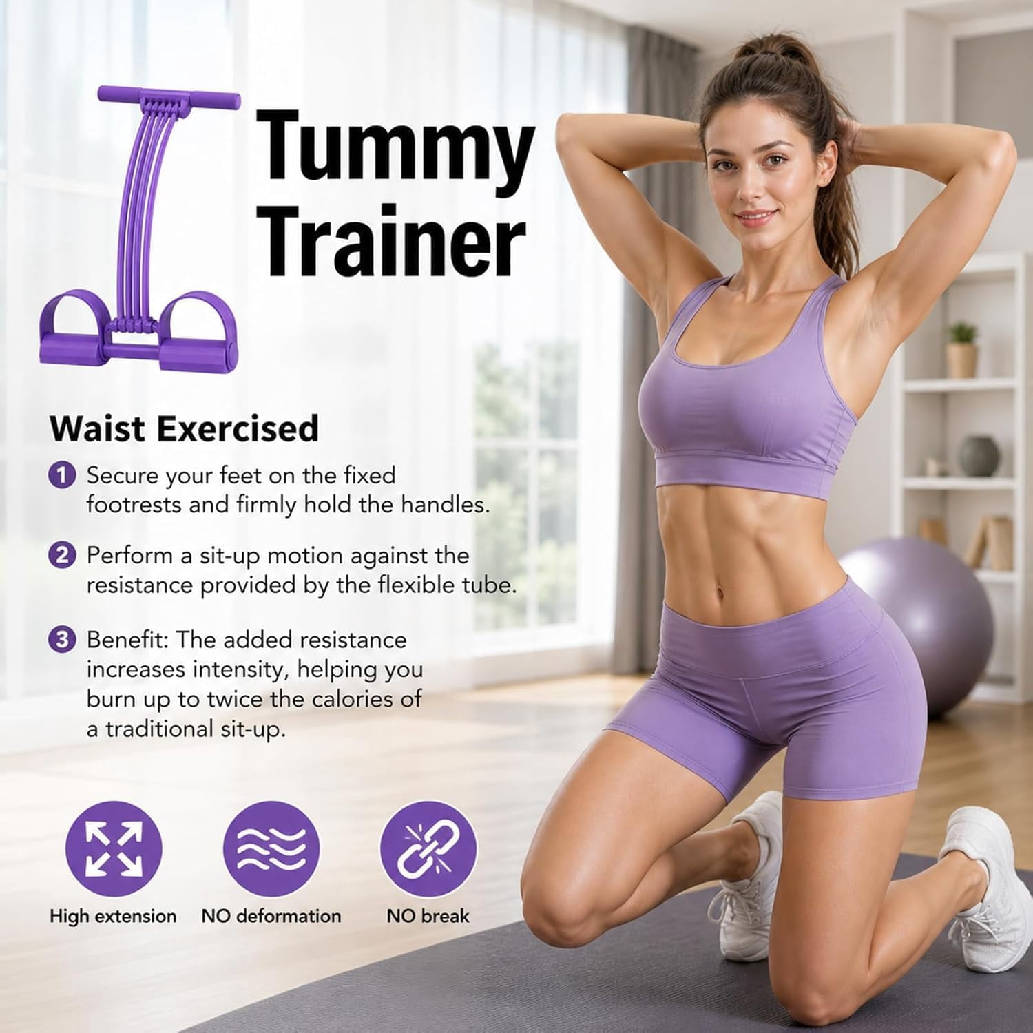 BORIKISE Multifunction Pedal Resistance Band, Portable Latex Material with Handles, Durable & Lightweight for Travel Workouts