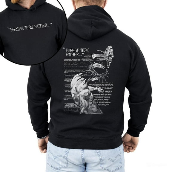 Forgive Them Father Hoodie – Christian Bible Verse Front & Back Print Sweatshirt, Religious Faith Unisex Pullover, Church Hoodie Gift for Men & Women