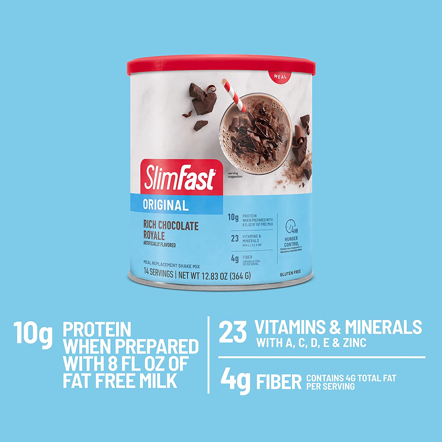 SlimFast Original Meal Replacement Shake Mix, Rich Milk Chocolate,12.83 Oz - image 3 of 9