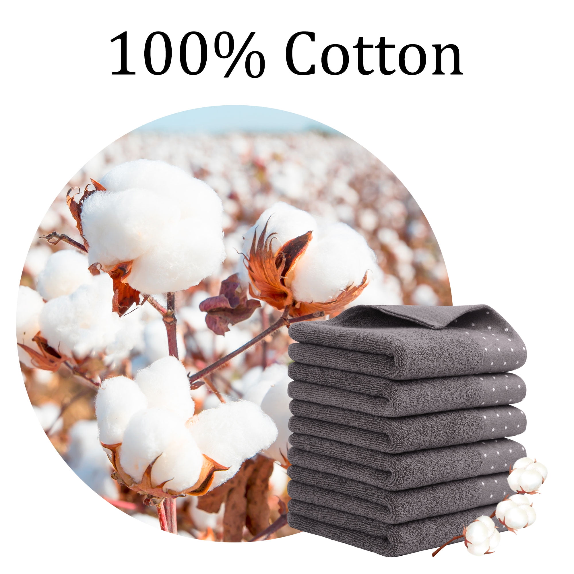 PiccoCasa 6 Pack Cotton Soft Hand Towel Set 14" x 30"for Bathroom Taupe Gray