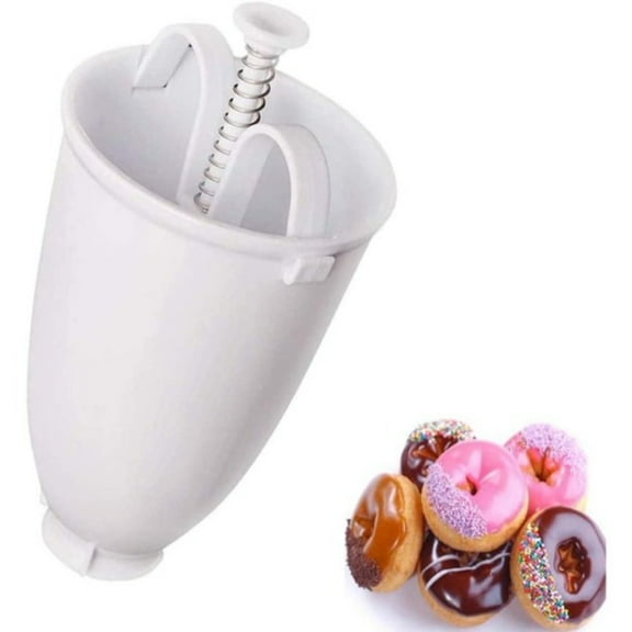 Dsseng Donut Maker Doughnut Machine Plastic Doughnut Donut Maker Machine Portable Pancake Batter Dispenser DIY Donut Making Tool for Home Kitchen, Bakery, Dessert Shop (White)