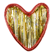 Large Foil Self-Portrait Heart Balloon with Gold Fringe, 35in