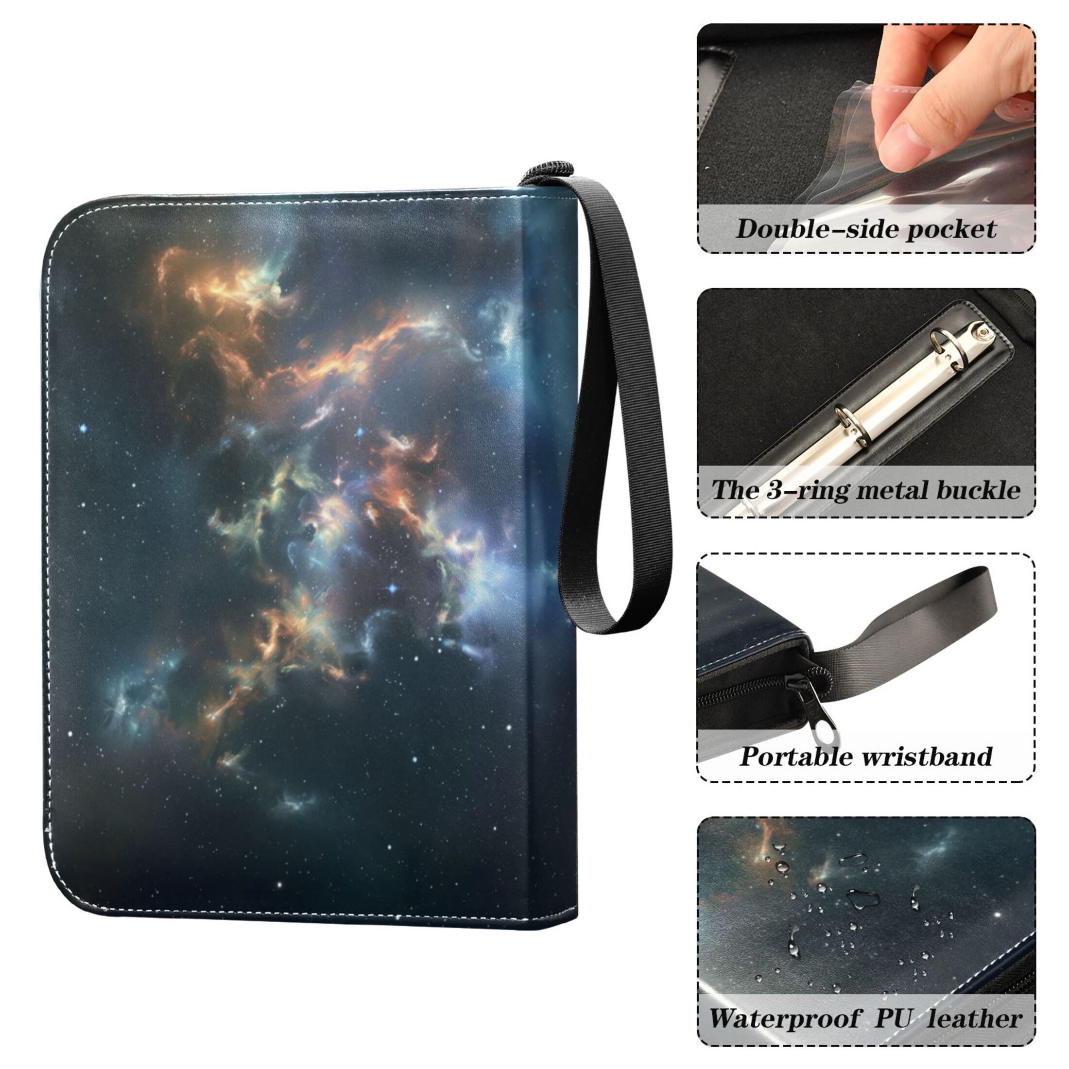 Trading Card Binder Album 400 Pockets 50 Removable 4-Pocket Pages Waterproof Beautiful Nebulae