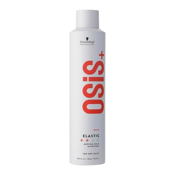Schwarzkopf OSiS  Elastic Medium Hold Hairspray – Flexible, Layerable, Non-Flaking, Heat Protection up to 230°C/450°F, 300mL