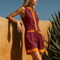 thumbnail image 5 of Elvqul Womens Shorts with Pockets Sleeveless Rompers Loose Holiday Summer Wide Leg Beach Solid Shorts for Women, 5 of 8