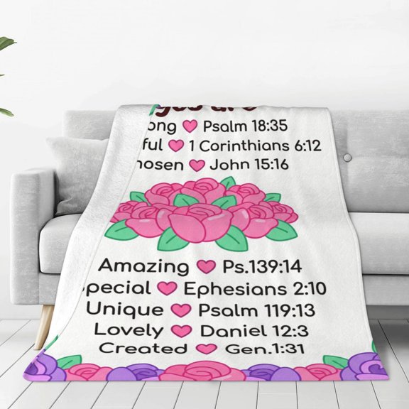 Christian Blanket, Flannel Inspirational Catholic Pattern, Soft Warm Cozy, All Season Blanket 50x40