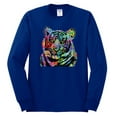 thumbnail image 2 of Cool Rainbow Neon Trippy Jungle Tiger Eyes Animal Lover Mens Long Sleeve Shirt, Royal, X-Large, 2 of 3