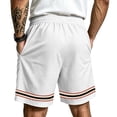 thumbnail image 5 of Hurxie Mens Athletic Gym Shorts 5/5.5 Inch Cotton Casual Shorts Elastic Waist Joggers Sports Sweat Shorts with Pockets White,L, 5 of 6