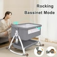 thumbnail image 4 of Foldable Baby Bassinet,5 in 1 Infant Bedside Crib with Changing Table, Storage Basket, Wheels(Gray), 4 of 10