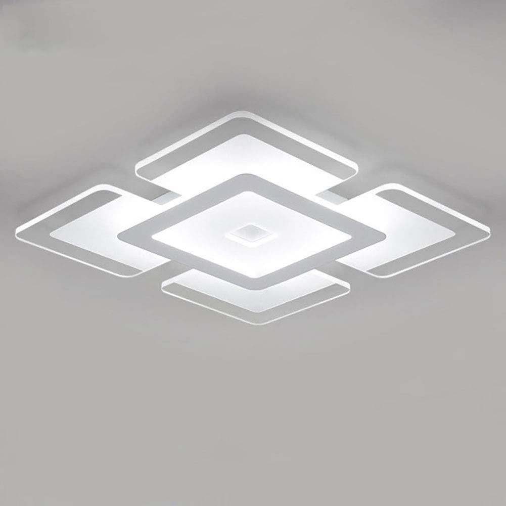 LED Flush Mount Light Fixture, 16.5 Inch Square Acrylic Chandelier Close to Ceiling Light for Living Room Bedroom Dining Room