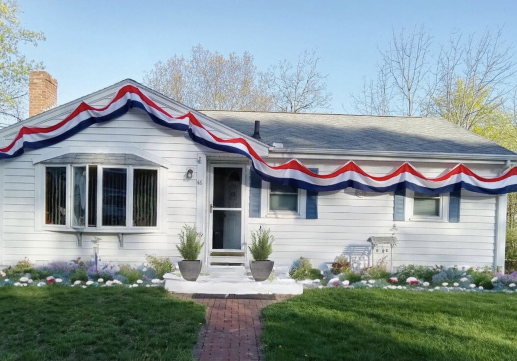 Serafina Home American Flag Bunting Election Reelection Decorations, Patriotic Banner Outside,30 Feet x 24",USA Red White Blue Outdoor Banners Buntings