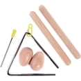 thumbnail image 1 of Ensemble de 5 Instruments de Percussion Musicale pour Enfants, Inclut 1 Paire de Claviers en Bois, 1 Paire de Fouets en Bois et 1 Ensemble de Percussion Triangulaire Musicale, 1 of 8