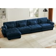 thumbnail image 4 of Convertible Deep Seat Sofa with Ottoman, Upholstered Sectional Sofa Couches with Armrests and Throw Pillows, 4 Seater Sofa for Living Room, Office, Apartment, Comfy L shaped couch, Blue, 4 of 6