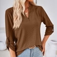 thumbnail image 5 of Lixiuxyad Women's V Neck Button Detail 3/4 Sleeve T Shirt For Casual Wear Floral Cute,Brown S, 5 of 7