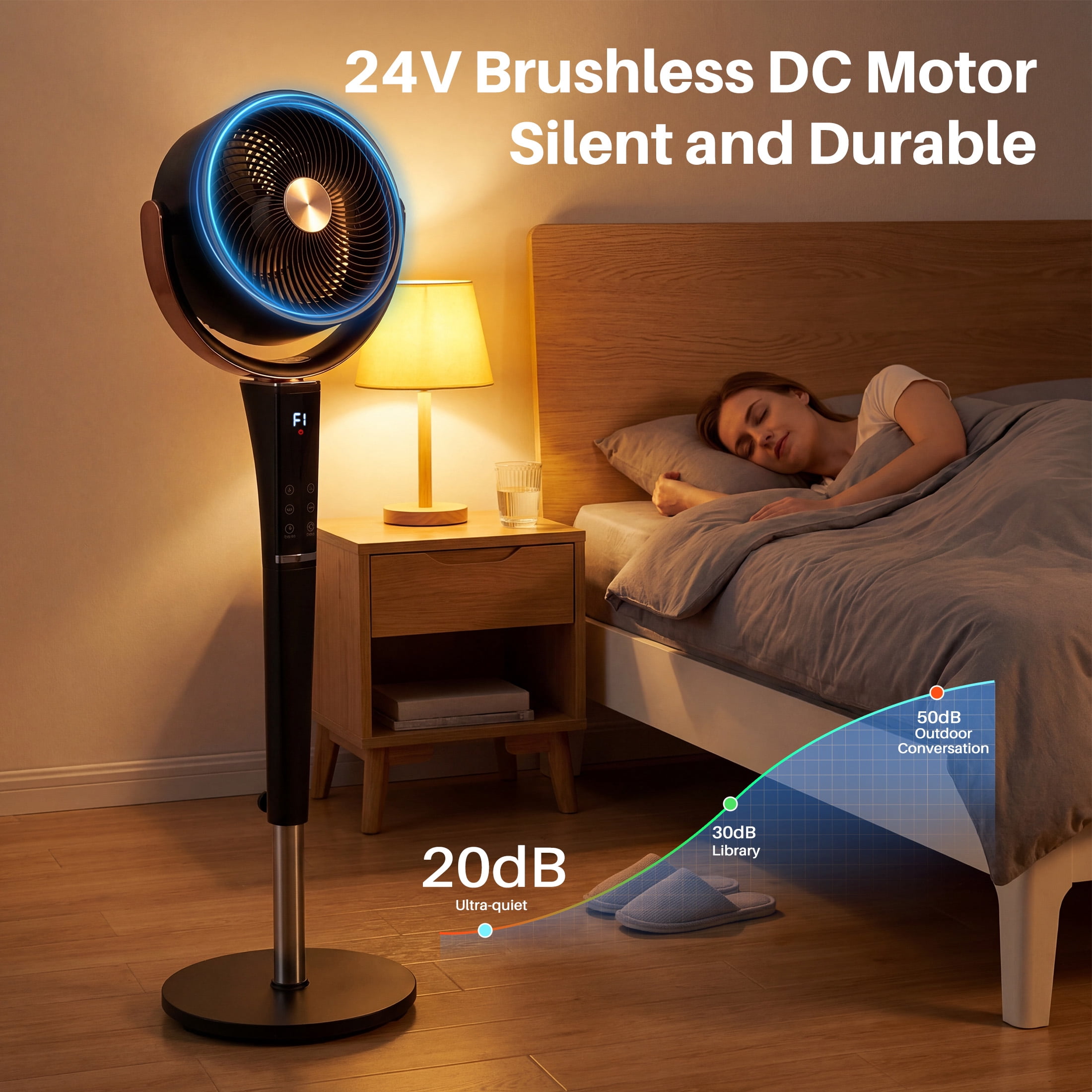 SHOUFTW Quiet Pedestal Fan for Bedroom, Oscillating Standing Fan with 15 Speeds & 5 Modes, 37-45" Adjustable Height, 12H Timer, Black