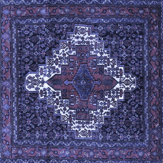 Ahgly Company Machine Washable Indoor Square Persian Blue Traditional Area Rugs, 7' Square