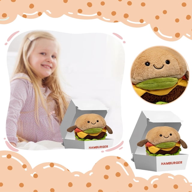 Jellycat Amuseables Burger Stuffed Toy, Hamburger Plush Toy - Hamburger Stuffed Toys - Cute Food Plush Pillow - Food Plush | Fun Gift Idea