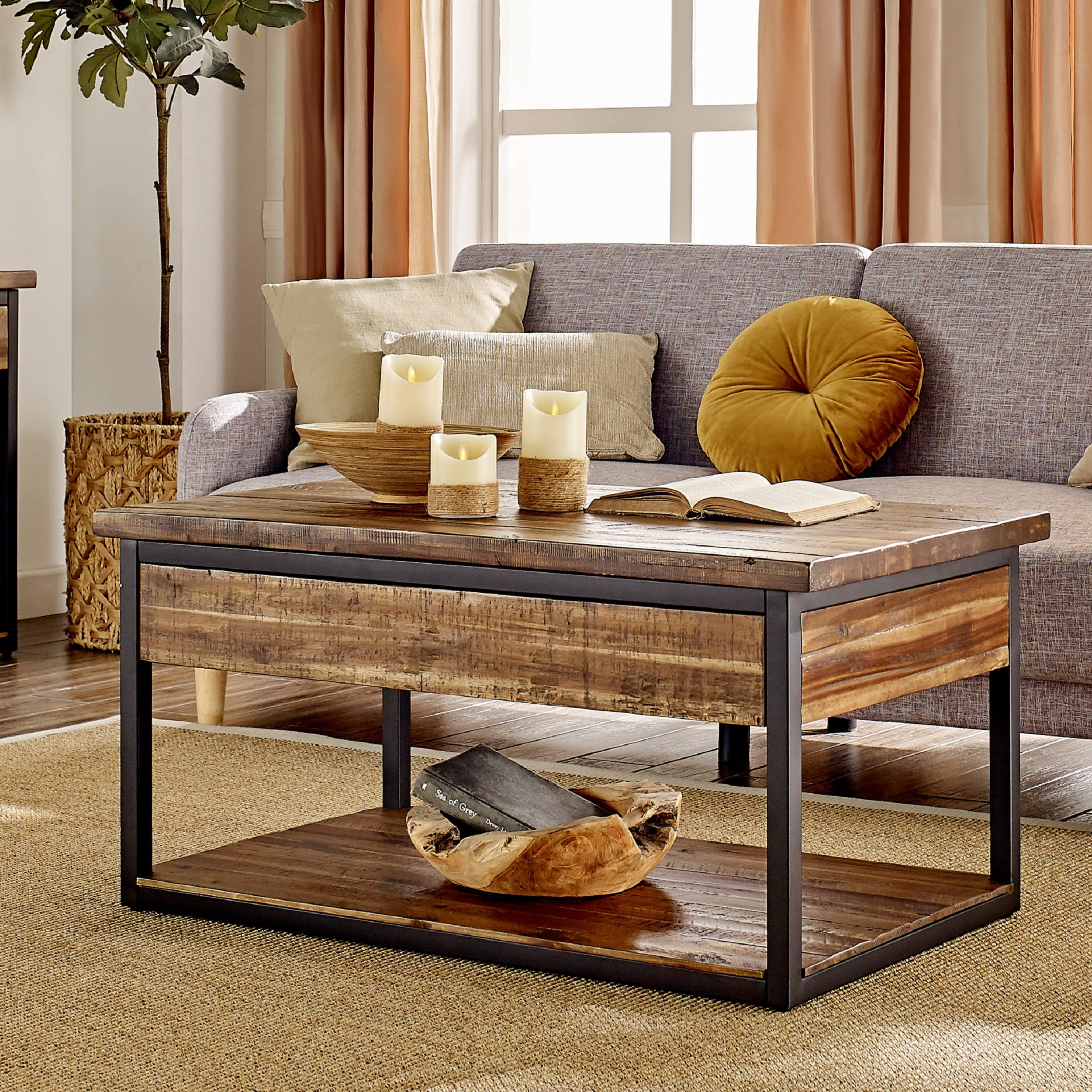 Alaterre Claremont Rustic Wood Set with Coffee Table and Two End Tables