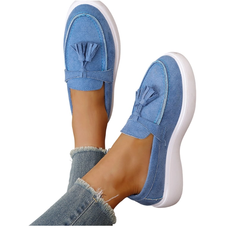 Blue Women Stylish Loafers Featuring Tassel And Round Toe  display picture 2