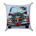thumbnail image 2 of HomeRoots 482298 10 x 18 x 18 in. Red & Green Handmade Christmas Car Throw Pillow with Pom Poms, 2 of 5