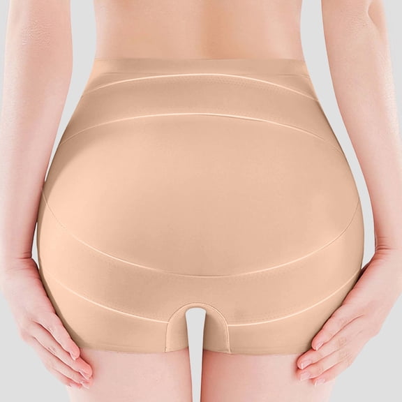 Scyoekwg Women's Boyshort Underwear Stretch Solid Color Safety Panties Breathable Mid‑Waist Ladies Briefs For Daily Wear (Beige,XL)