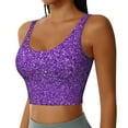 thumbnail image 2 of Goofa Glitter Purple Printed Sports Bras for Women, High Impact Running Bra Workout Crop Tank Tops Longline Sports Bra Push up-X-Large, 2 of 9