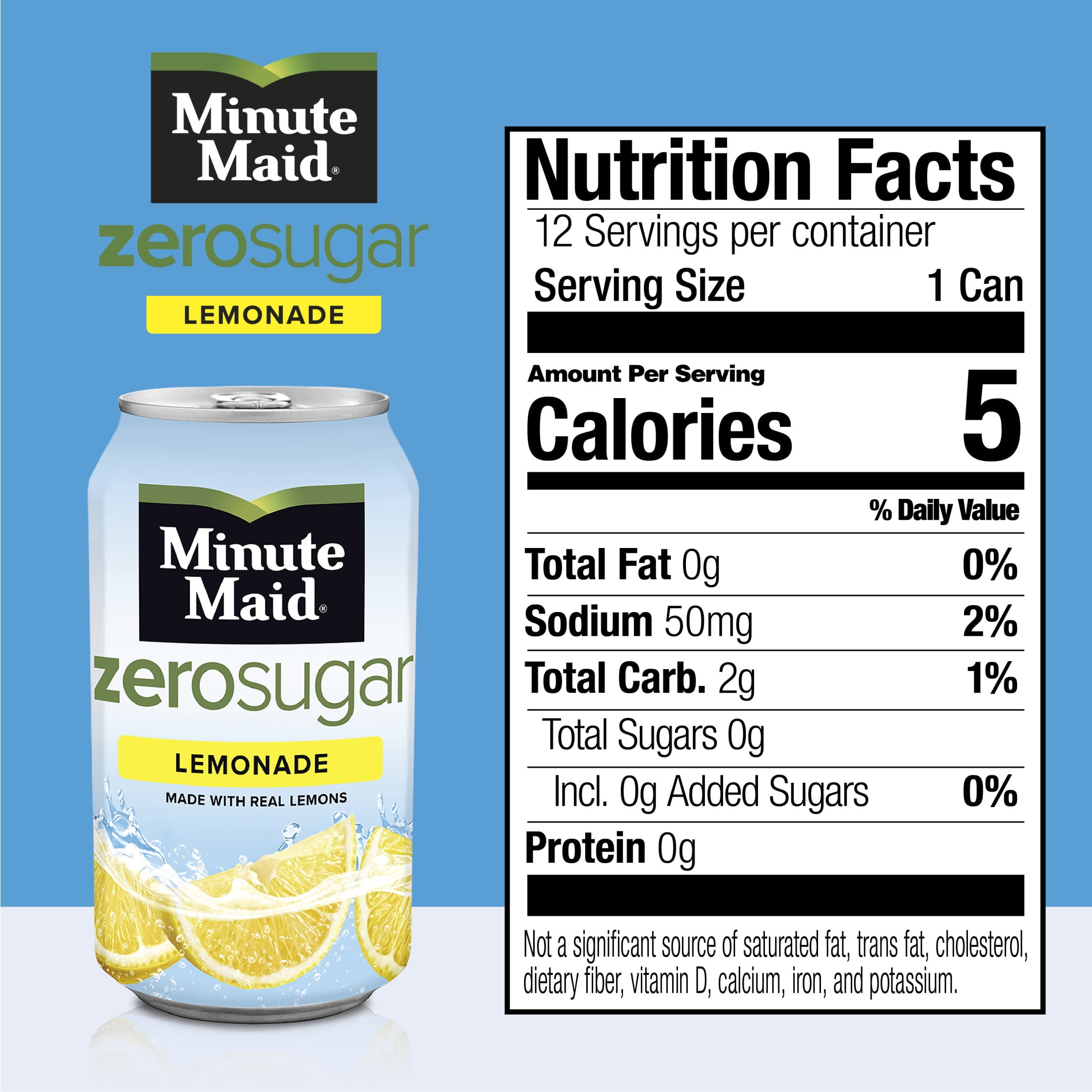 Minute Maid Zero Sugar Lemonade Fridge Pack Cans, 12 fl oz, 12 Pack