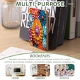 thumbnail image 4 of Bookends 1 Pair Non-Skid Bookend Wood Bookends for Shelves Book Stand for CDs - Colorful Paper Quilled Flowers in Various Sizes And Shapes, 4 of 7