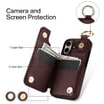thumbnail image 6 of Allytech Wallet Case for iPhone 16 Plus, Card Holder & Zipper Pocket, Finger Grip Ring, Screen & Camera Protection, Luxury PU Leather Kickstand Double Buttons Flip Shockproof Case, Jujubered, 6 of 7