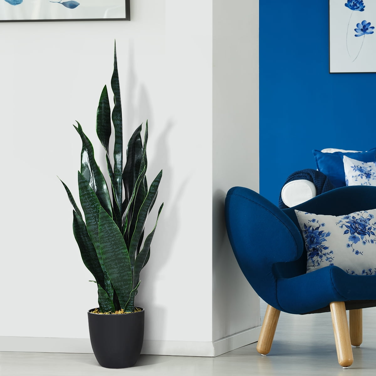 Topbuy 3FT Artificial Tiger Plant Faux Agave Fake Sansevieria for Indoor-Outdoor Decoration
