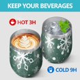 thumbnail image 4 of 12oz Stemless Wine Tumblers Green Christmas Snowflake Pattern Vacuum Insulated Stainless Steel Travel Tumbler Cups Mug with Lid and Straw for Champaign,Cocktail,Beer with Cleaning Brush, 4 of 5