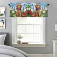 thumbnail image 3 of Curtain Valance for Windows, Cute Dog USA Flag Scarf Kitchen Valances Rod Pocket Short Curtains, Farm Red White Purple Flowers Window Valance for Bedroom Bathroom Living room 56x16in, 3 of 9