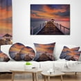 thumbnail image 3 of Designart Dark Seashore Pier under Colorful Sky - Pier Seascape Throw Pillow - 18x18, 3 of 4