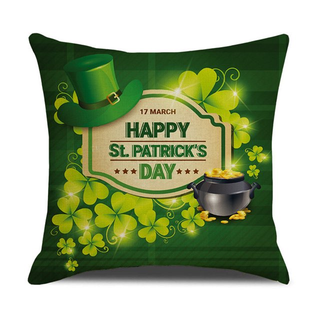 Naiovety Funda de cojín Accesorios de sofá Cremallera oculta Fuente del día de San Patricio Impresión digital Funda de almohada Cojines Decoración del hogar dieciocho SXYM50