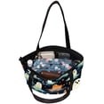 thumbnail image 5 of Halloween Canvas Leather Mix Tote Bag for Women, Twill Sponge Jeanette Shoulder Handbag, 30x10.5x39cm/11.8x4.1x15.4in Size, 5 of 5