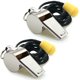 thumbnail image 1 of Silbato, paquete de 2 silbatos deportivos de acero inoxidable con cordón, silbatos con sonido fuerte y nítido, ideales para entrenadores, árbitros y funcionarios JM, 1 of 5